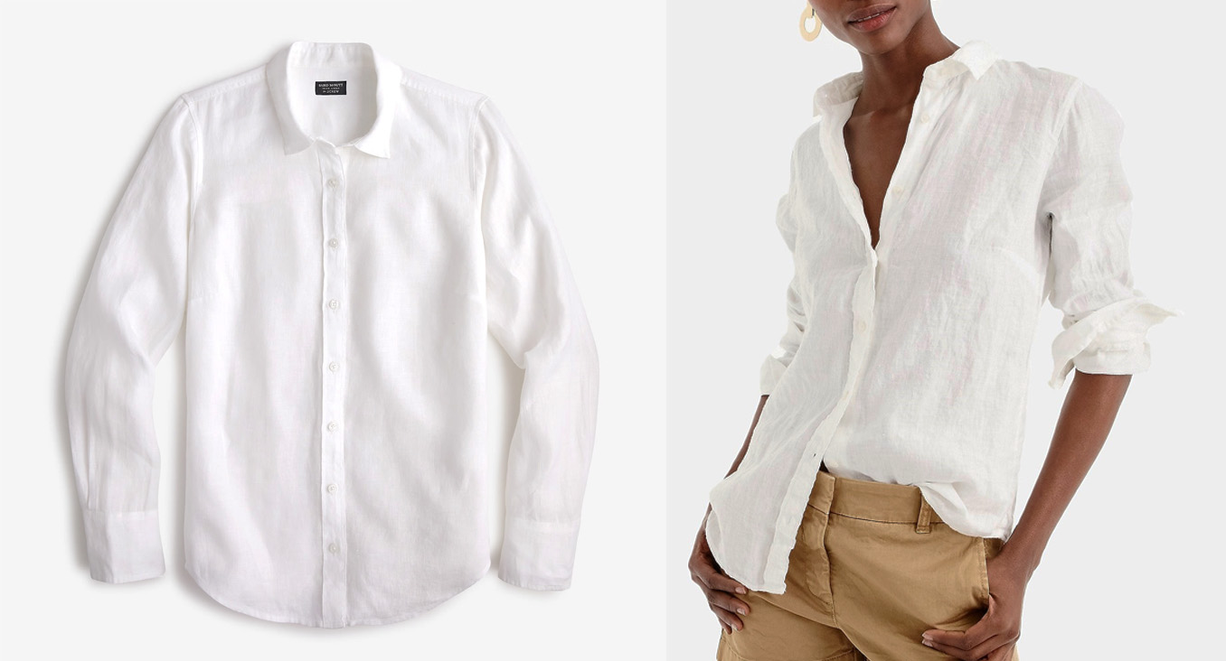 J Crew Baird McNutt Irish Linen Slim Perfect shirt WHITE